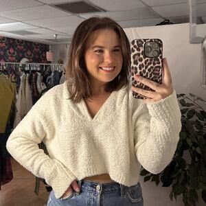 Daily Practice by Anthropologie Cozy Cutout Hoodie Cream Size Medium
